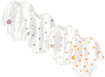 Newborn Cotton Baby Girls Boys Bodysuit Long Sleeve Printed Romper Spring Autumn 4-pack One-Piece Baby Clothes
