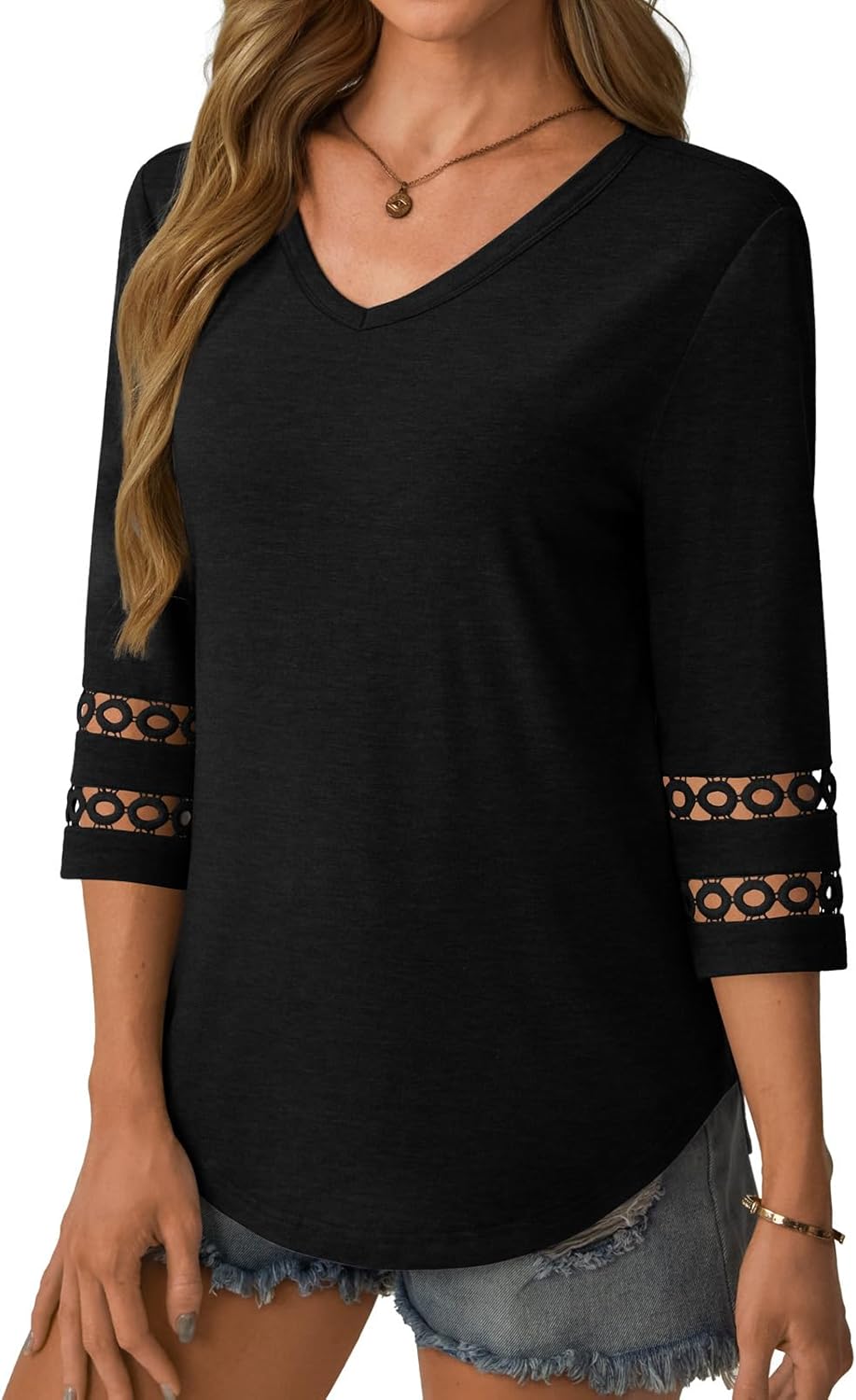 3/4 Length Sleeve Womens Tops Dressy Casual Blouses for Women 2025 Trendy V Neck T Shirts Summer Clothes - Image 4