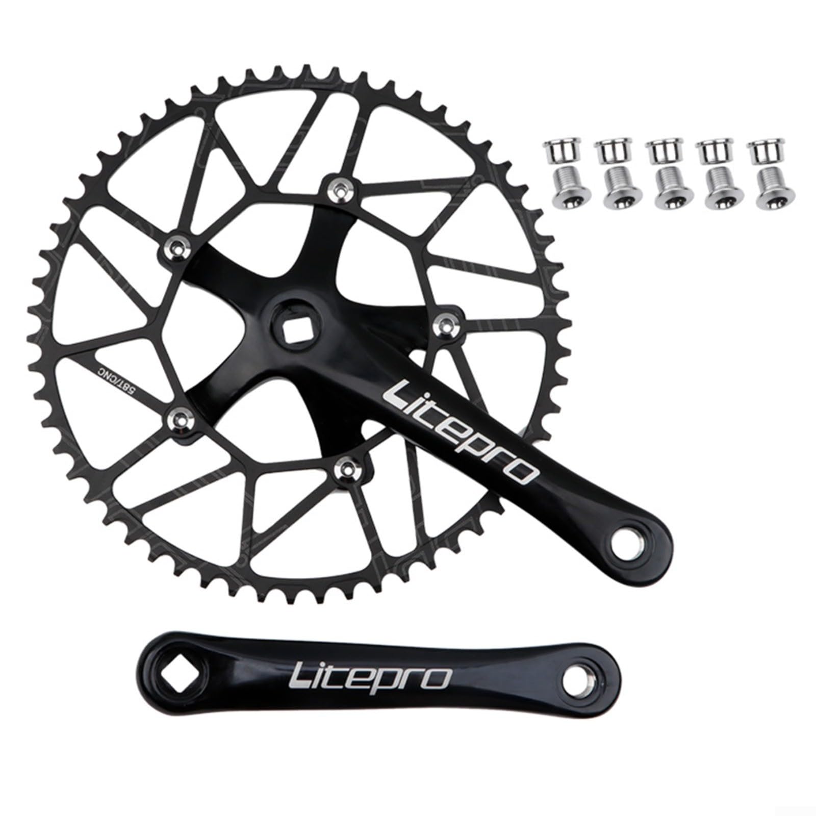 Pedivella/corona per bici, in lega di alluminio, 170 mm, accessorio per bicicletta a velocità singola da strada e mountain bike (manovella nera)