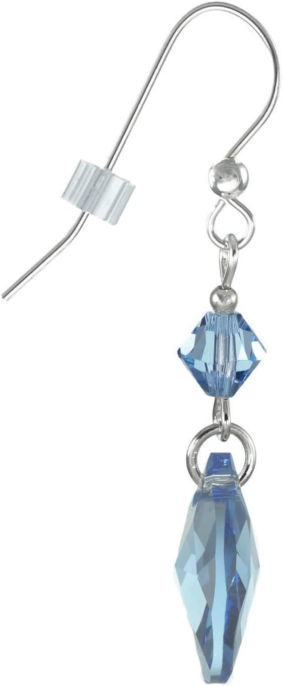 One Pair of 16mm Austrian Crystal Teardrop and Bicone Sterling Silver Earrings
