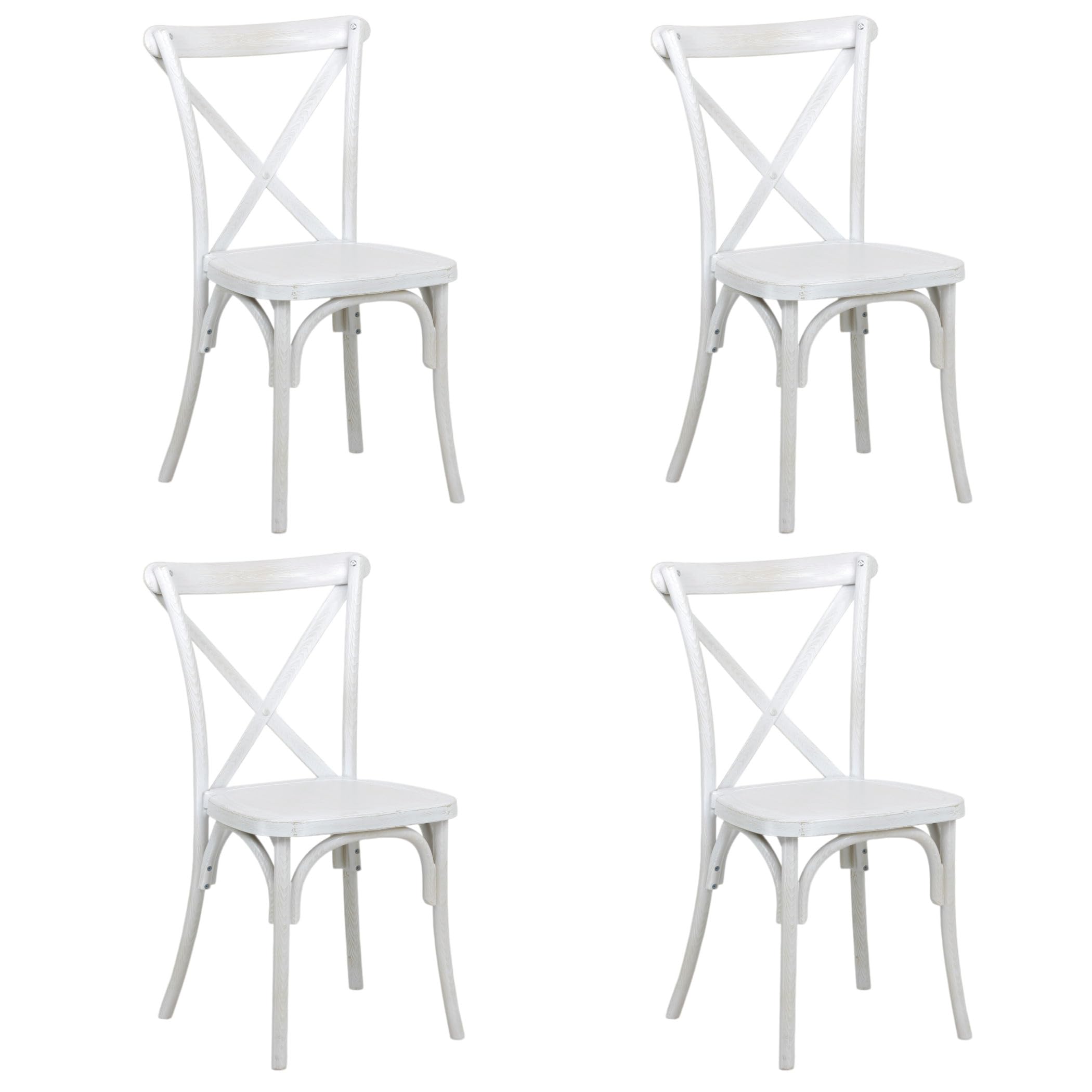 Totò Piccinni Sedia CROSS in POLIPROPILENE in KIT design Vintage EFFETTO LEGNO Croce Impilabile (Bianco Shabby Effetto Legno, 4 Pz)