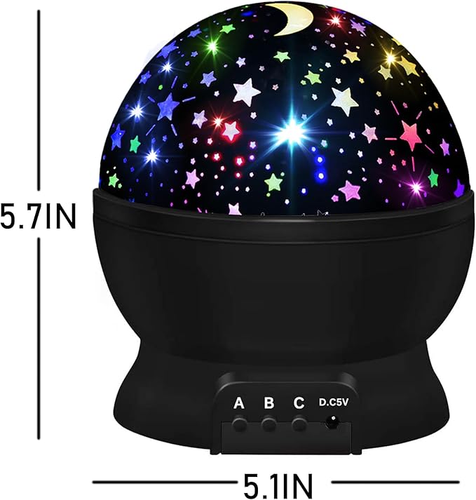 Lámpara de Mesa Infantil Proyector Estrellas 360° LED USB miniatura 7