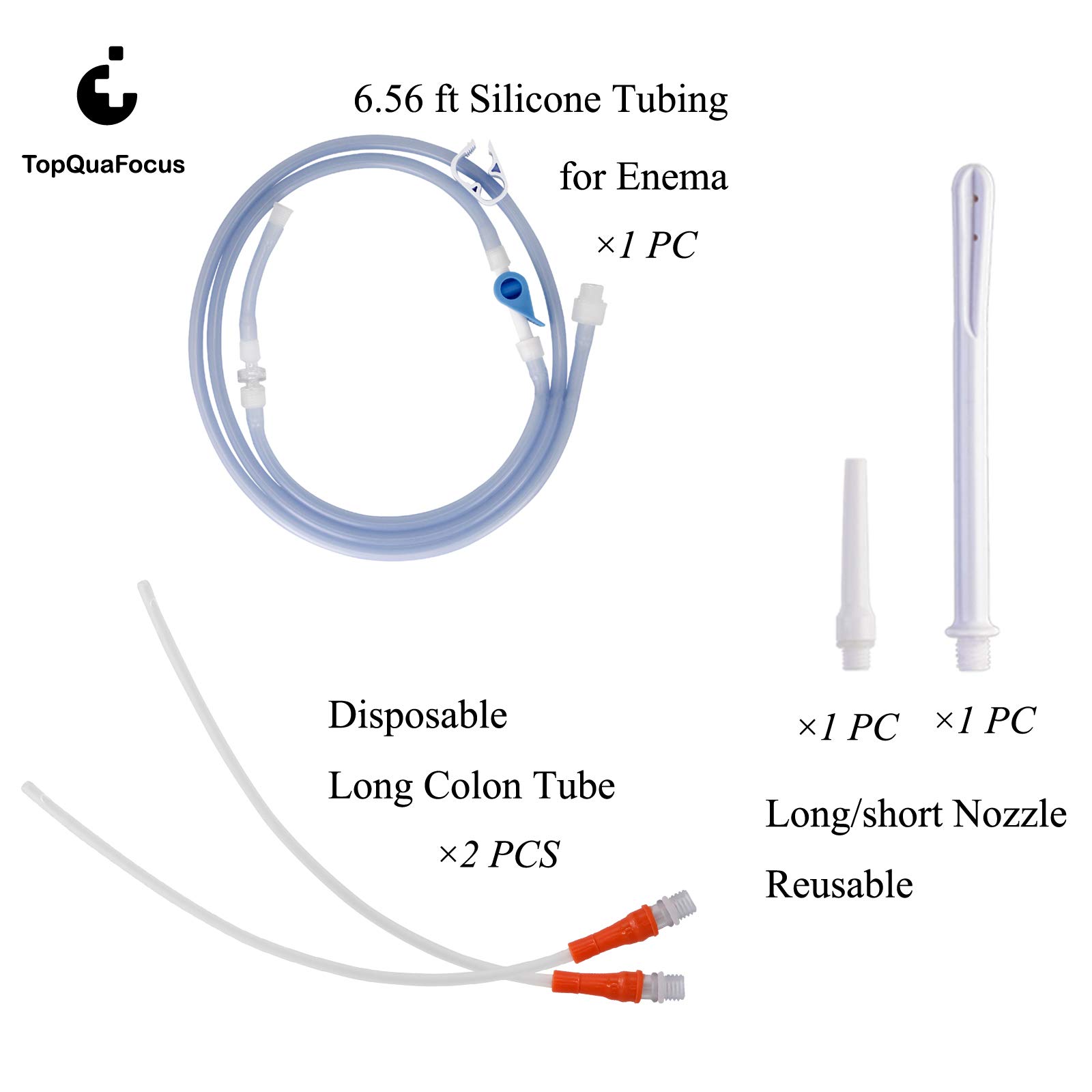 TopQuaFocus Enema Hose Replacement Silicone Enema Tube Kit, Enema