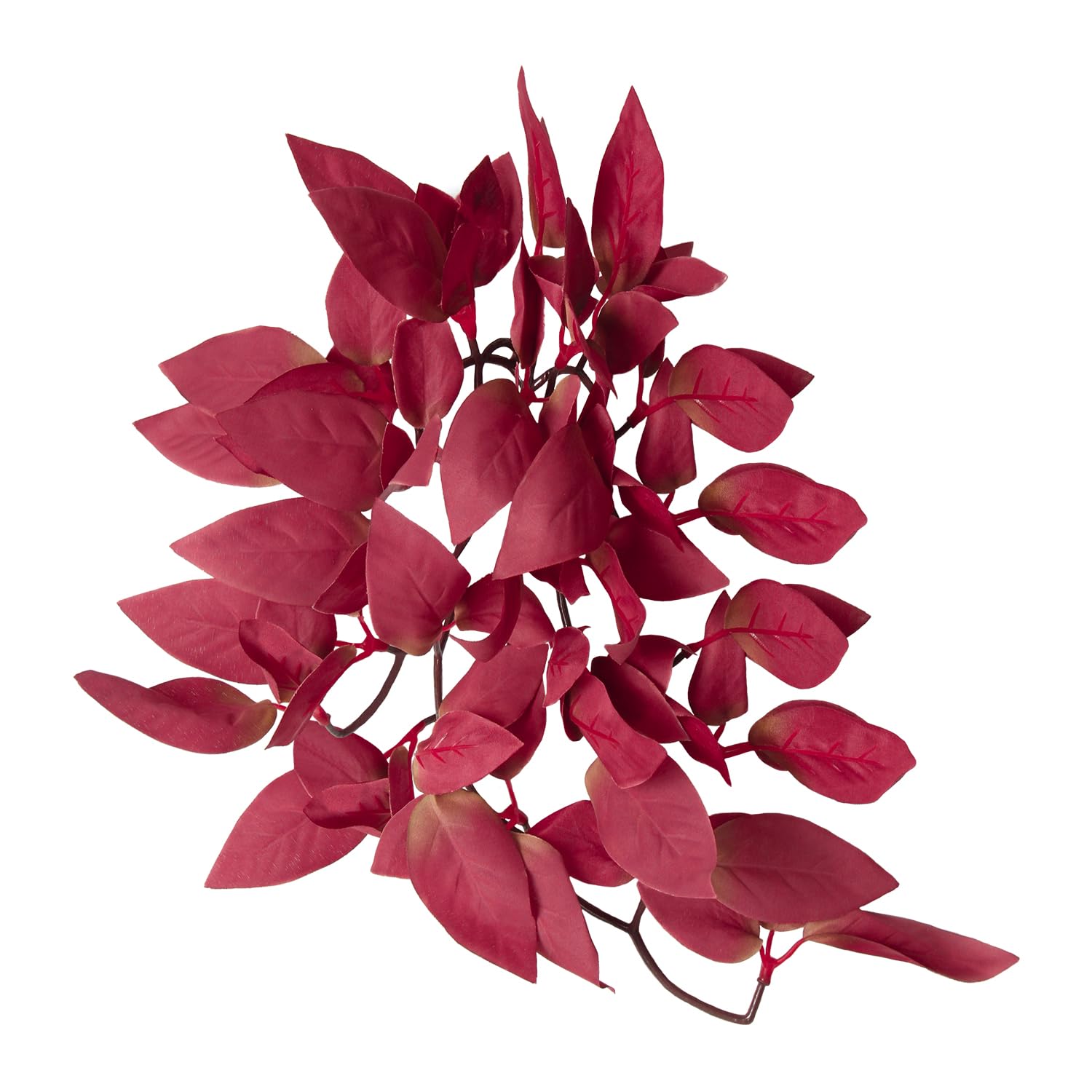 Aquarium Artificial Plant Reptiles Plants with Suction Cup for Terrarium Fish Tank Landscape Decoration Hanging Silk Red Leaves Plants