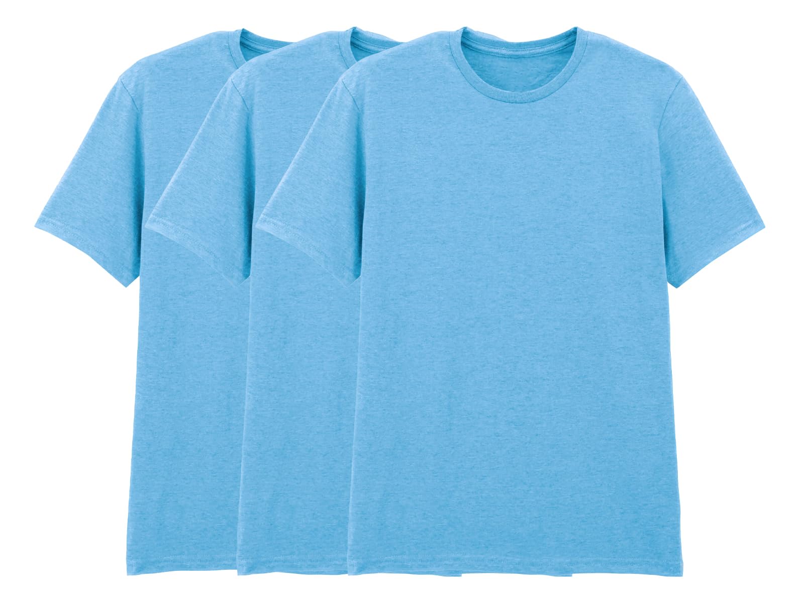 COOZO Pack of 3 Men's Classic Fit Blank Short Sleeve T-Shirts - 3 x Sky Blue - M