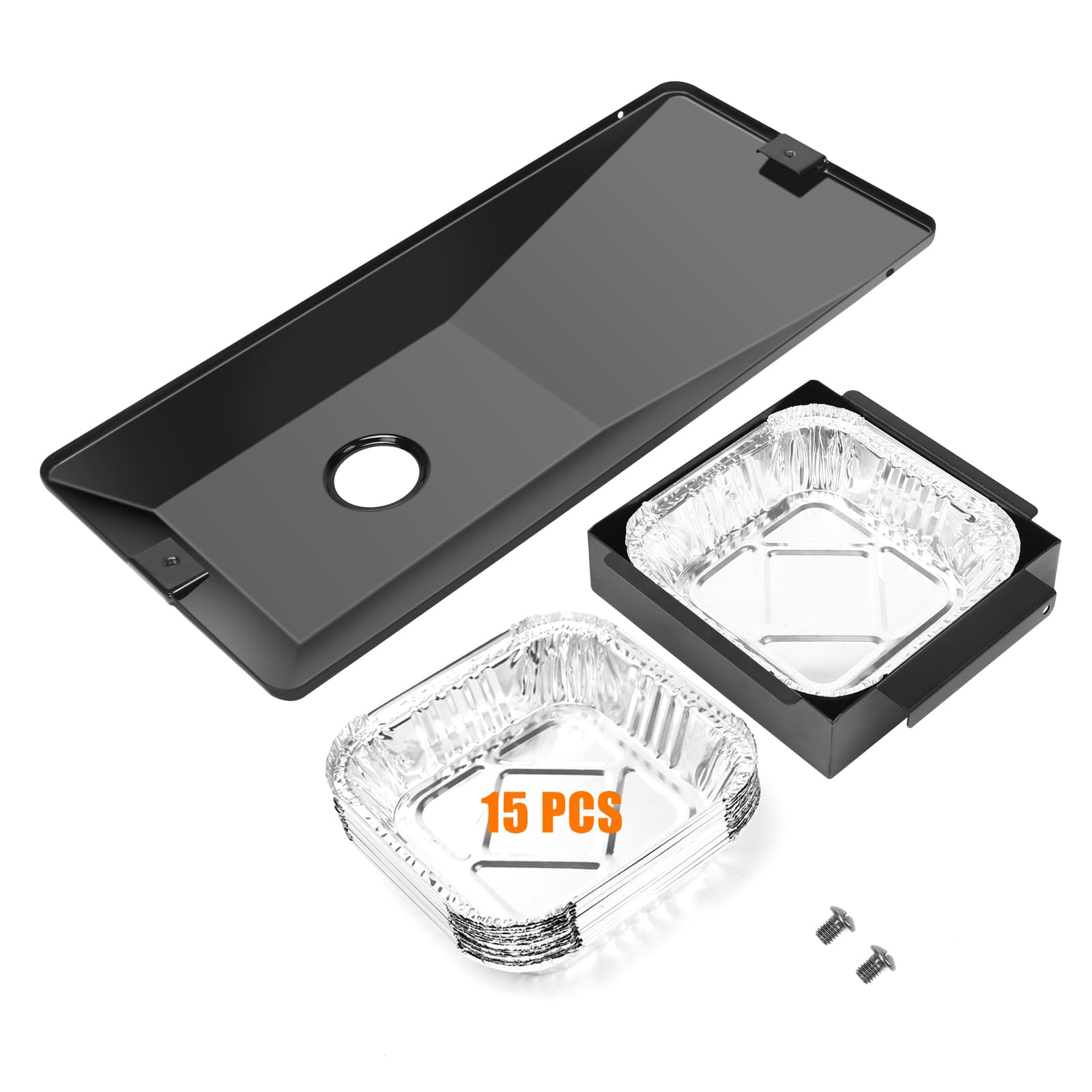 Grease Tray with Catch Pan for Oklahoma Joe's Longhorn Combo Grill, Grease Catcher for Oklahoma joe's 15202029 12201767 14201767, Comes with 15 Aluminum Liners, Replacement for CHR1767048, CHR1767053