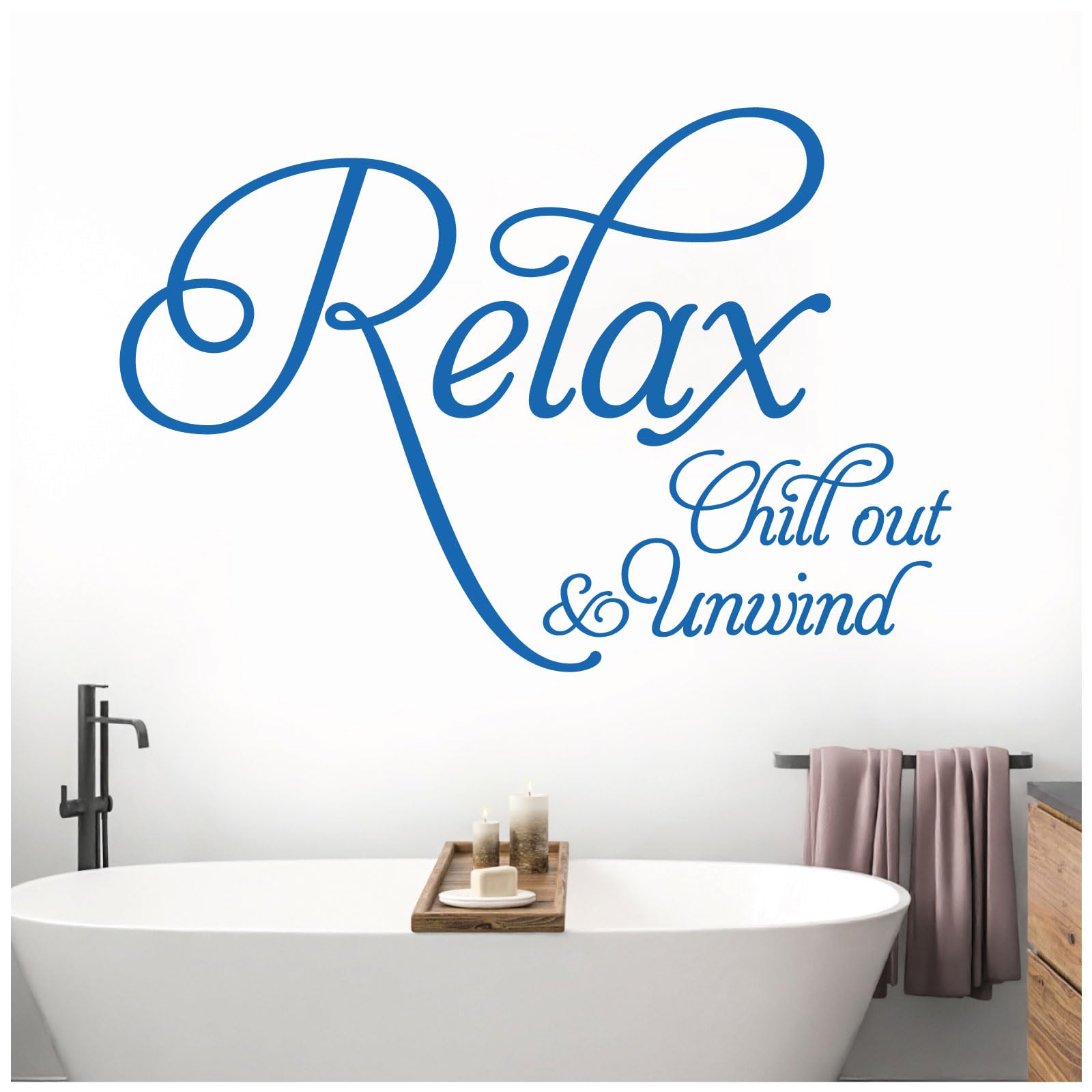 Relax, Chill Out, Unwind - Bathroom, Spa Wall Quote, Decal Wall Art Sticker [Medium] [Marina] — image 1