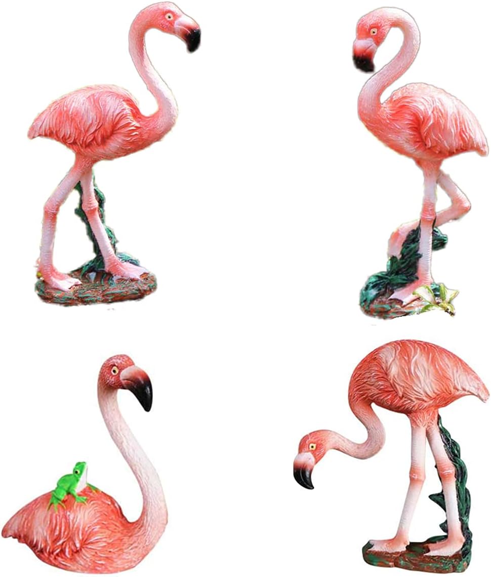Miniature Garden Crane Statues Set of 2, Fairy Garden Sculptures Bird Art Bonsai Decor (Flamingo)