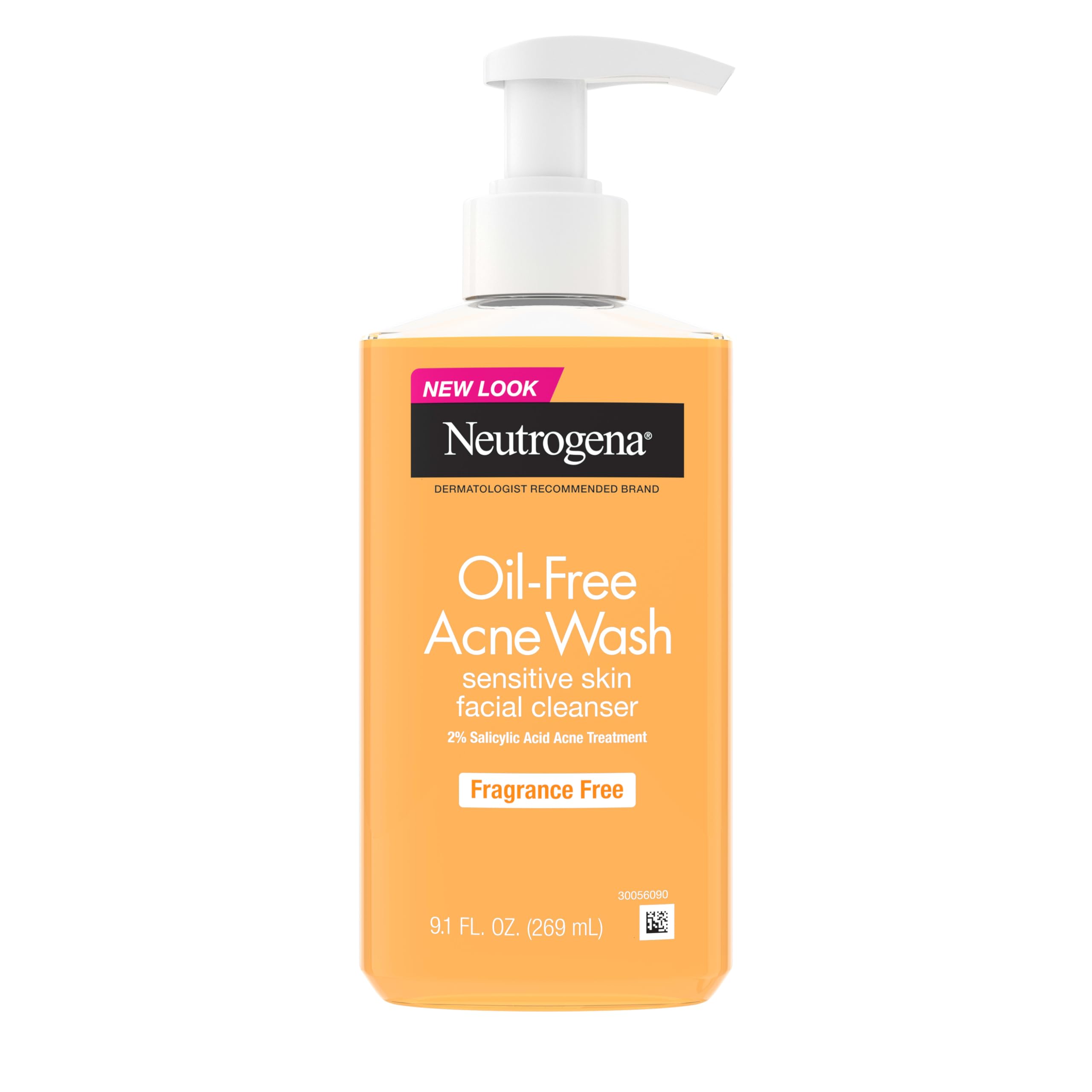 Photo 1 of Neutrogena Oil-Free Acne Face Wash, Fragrance Free, Sensitive Skin Facial Cleanser with 2% Salicylic Acid Acne Treatment for Face, 9.1 Fl Oz
