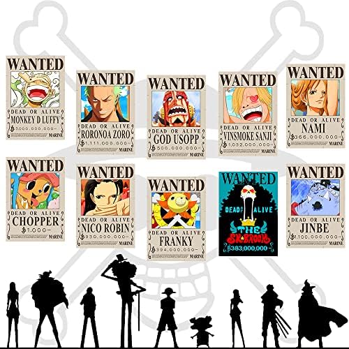 TYZZHOA 15in×11in Anime [OP] Wanted Bounty Posters, New Edition, 10 Straw Hat Pirates Crew Zoro, Sanji, Luffy, a Set of 11PCS