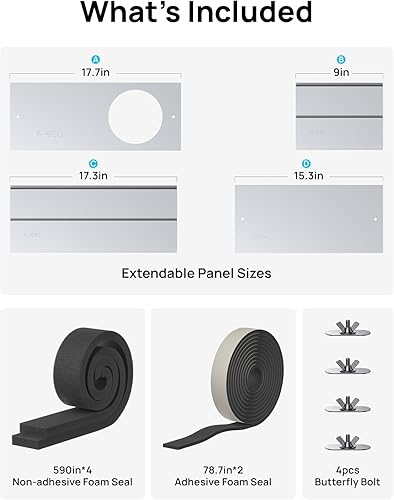 Miniatura 3 de Dreo Kit de ventilación de aire acondicionado portátil ajustable con conducto de escape de 5.9 pulgadas, kit de panel de ventana sin costuras