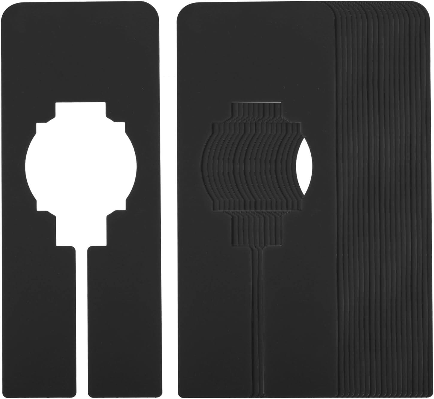 PATIKIL Clothes Dividers, 20 Pack Rectangle Closet Clothing Rack Size Dividers, Black Plastic, 2mm Thick, 35mm Inner Diameter, 12.7x5.1cm Size, Blank Labels