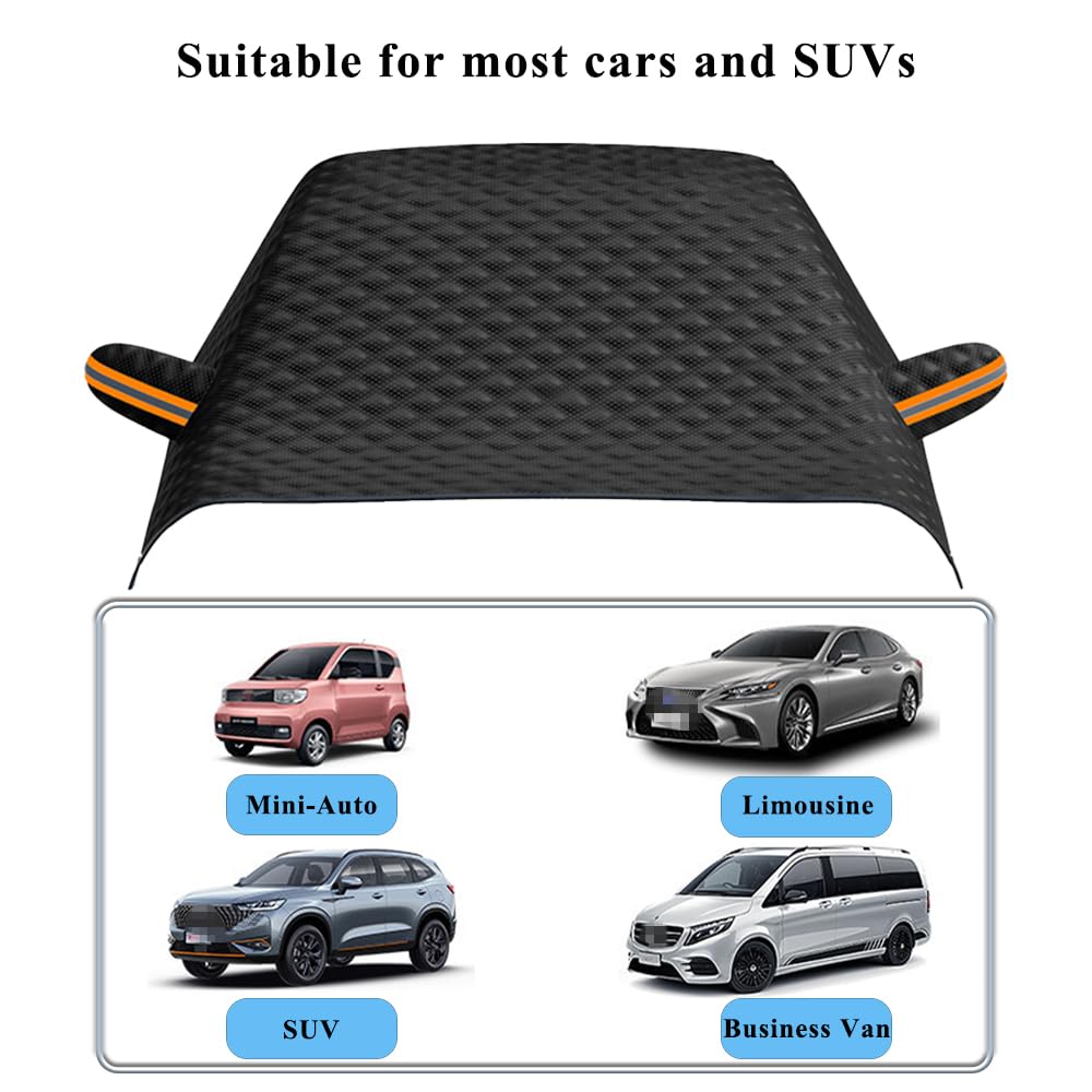 Anyingkai Couverture Pare-Brise Voiture,Protection Pare Brise Hiver,Bâche Pare Brise Protection Magnétique,Bache Voiture Anti Givre Repliable,pour et Neige, Soleil, Poussière