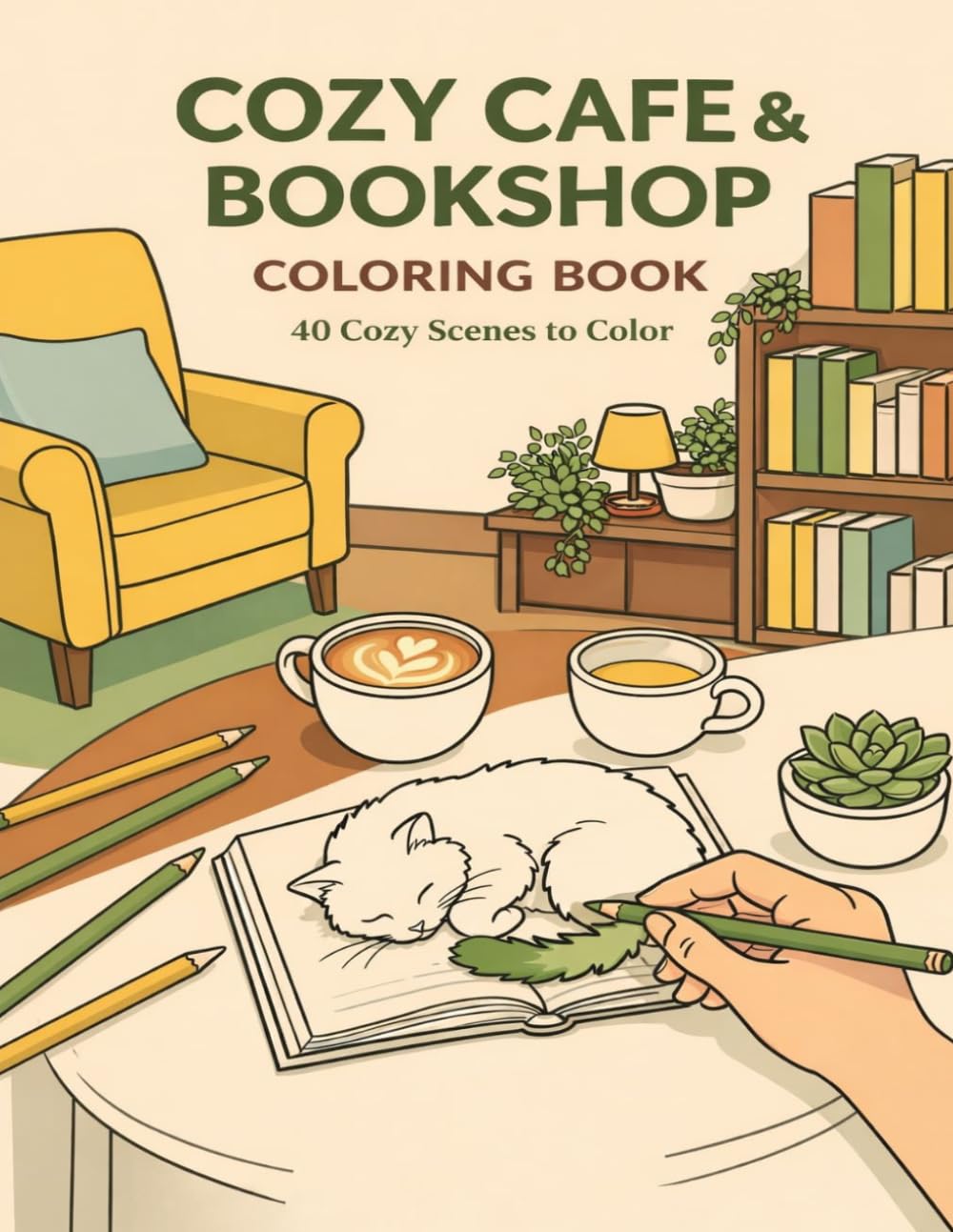 Quiet Moments at Cafés & Bookstores - A Cozy Coloring Book: 40 Relaxing Hygge Scenes