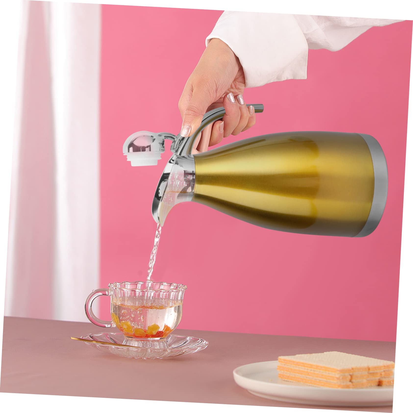 IMIKEYA Thermosflasche Isolierte und Schönem Design Doppelwandige Edelstahl 2000ml Wasserflasche mit Vakuumisoliertem Innenraum für Büro und Reise