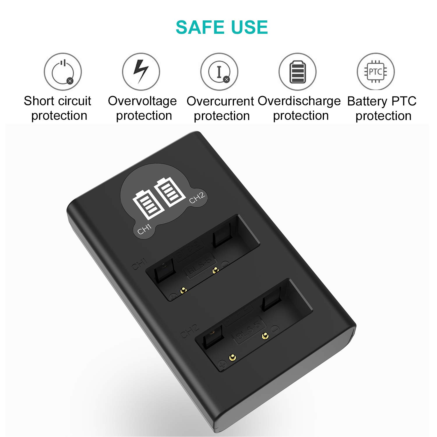 HOSAN BLS-5/BLS-50 Batterie de Rechange 2000mAh Lot de 2 avec Compatible pour Olympus BLS5/BLS50,Om-D E-M10 Mark III,Om-D E-M10 Mark II,Om-D E-M10