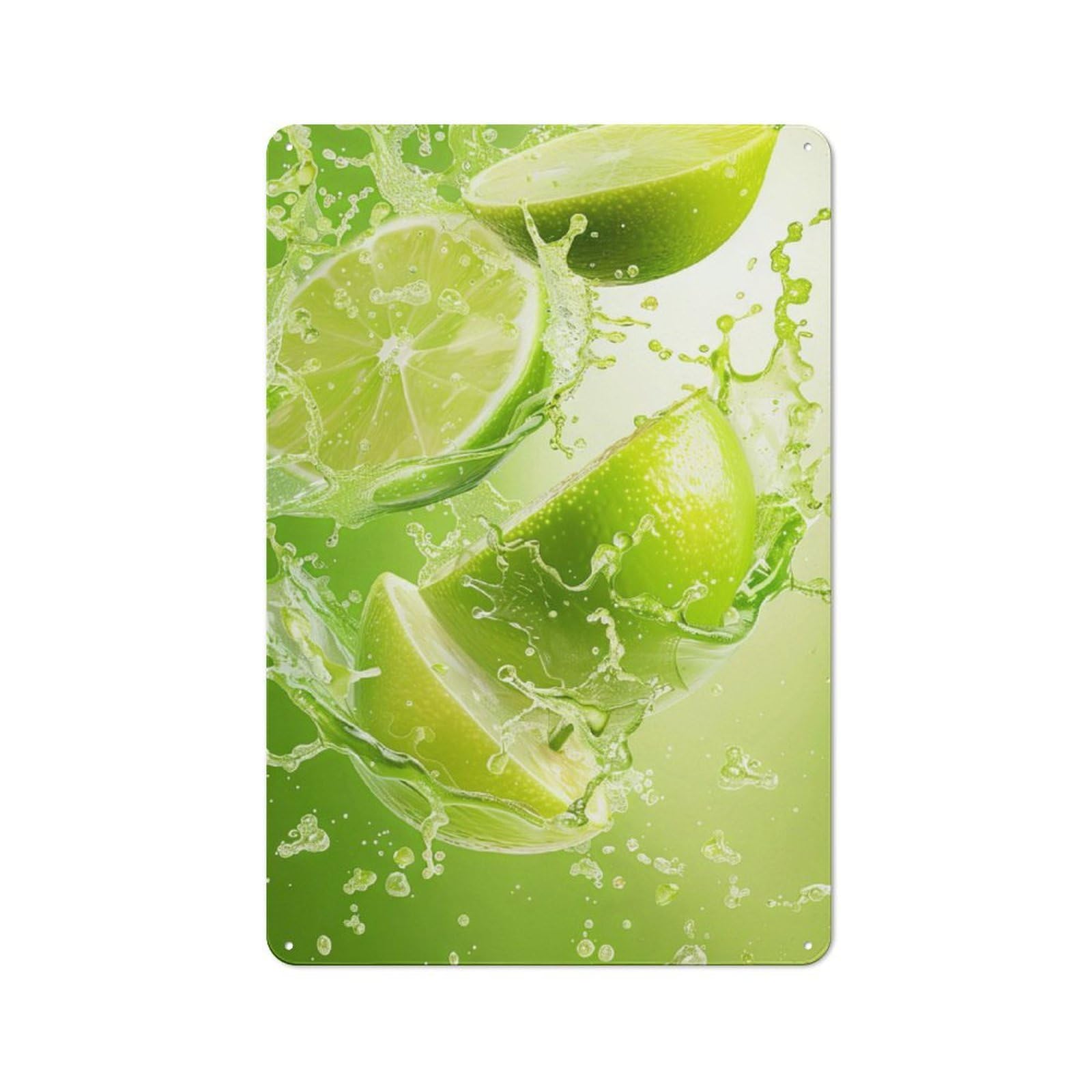 Junmoney Limes Splashing In Water Tin Sign 30X20cm With For Home Bar Wall, Rustic Decor, For Kitchen, Dining Room And Home Bar Wall Decor