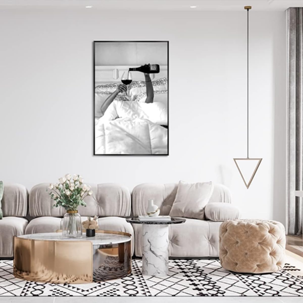 MKHFUW Canvas Wall Art Black and White Photo Feminist Poster Trendy Girl Fashion Home Wall Decoration - Image 3
