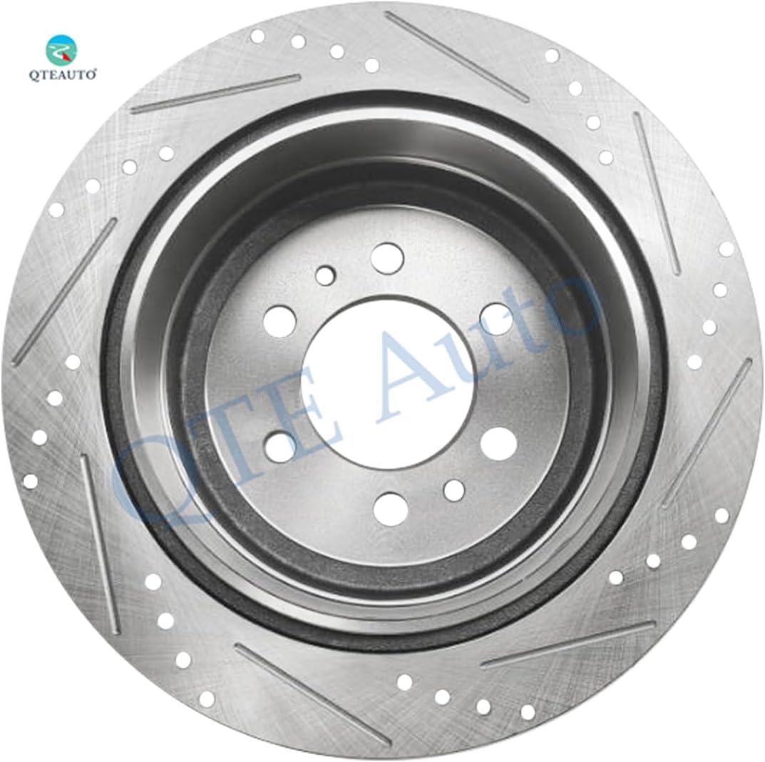 PM Auto Set of 6 Rear Drilled Slotted Brake Disc Rotors 348mm-Ceramic Brake Pad Kit Replacement For 2004-2010 Ford F-150