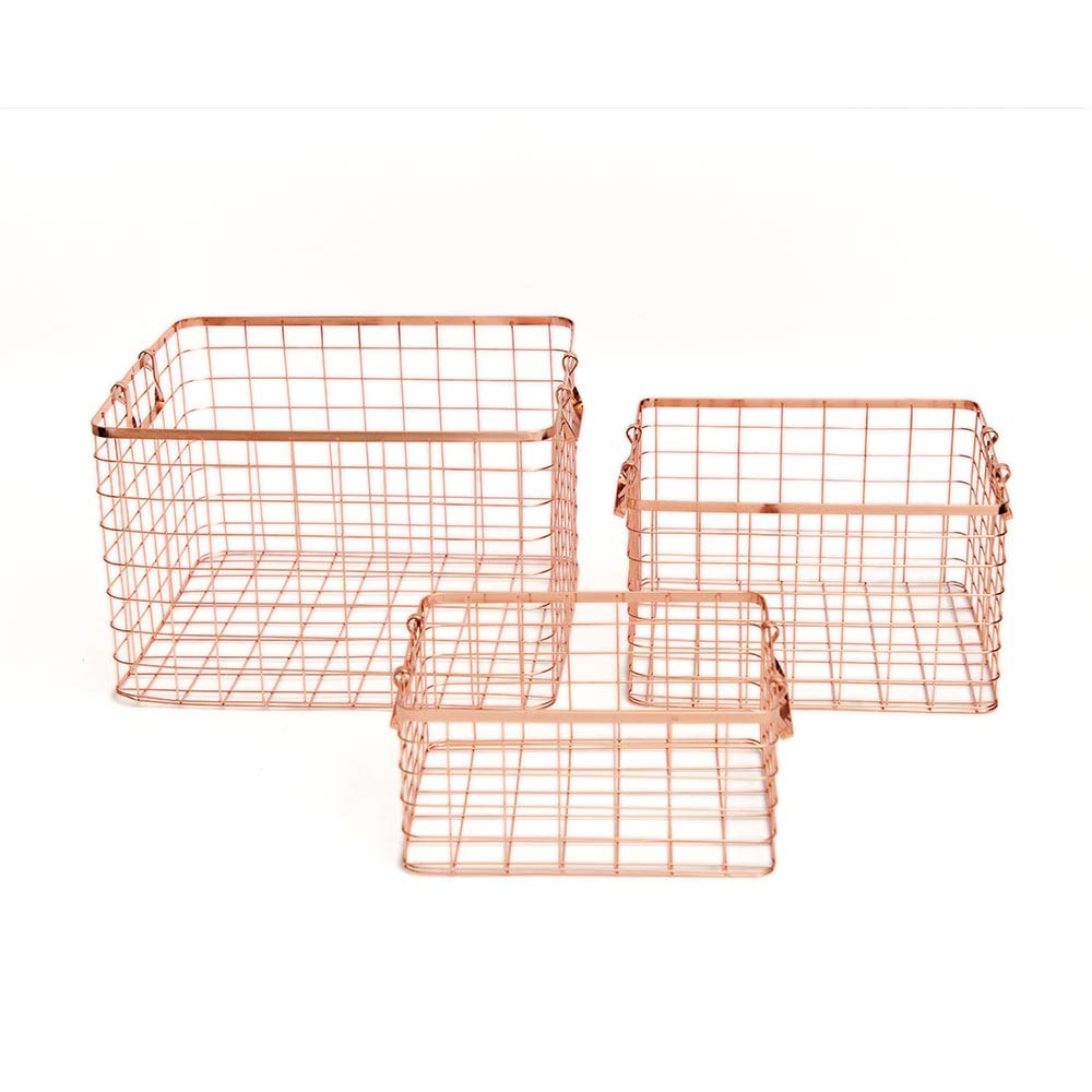 Amazon.co.jp: NICA メタルワイヤー カゴバスケット ピンクゴールド