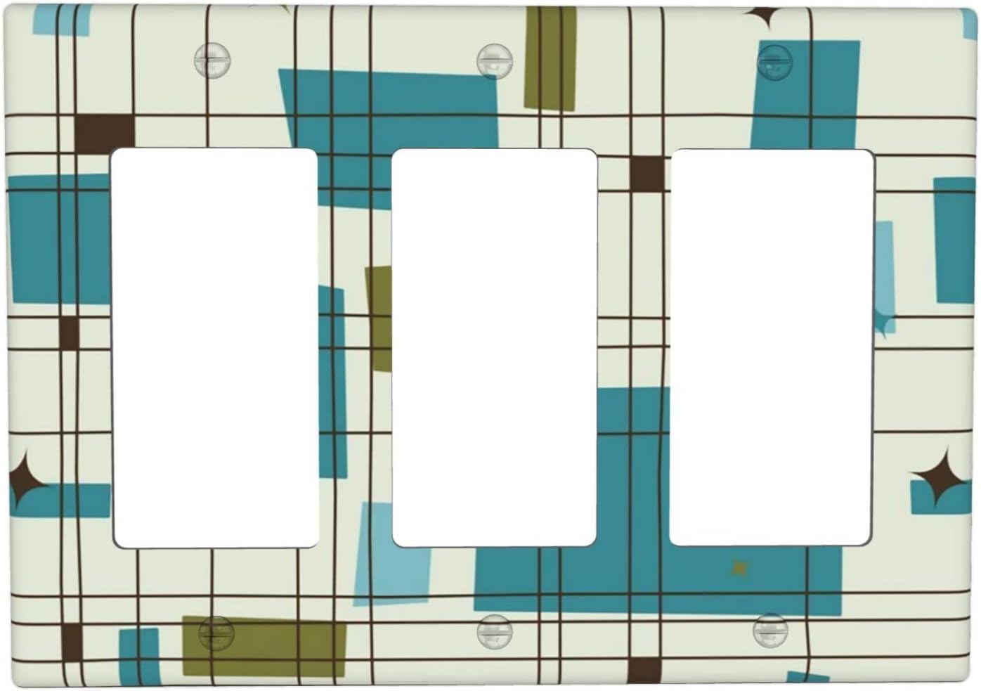 Mid Century Modern Decorative Light Switch Cover Triple Switch Plate Toggle Wall Plate 3 Gang Switch Cover Plate for Kitchen Bedroom, 4.50 x 6.38 Inch