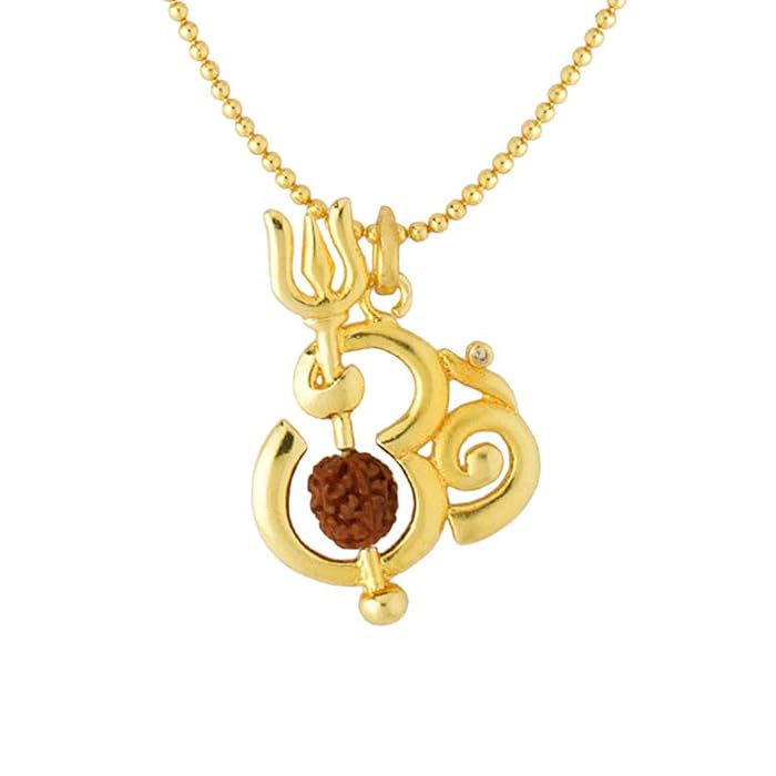Voylla Gold Plated 'OM' Pendant Chain 