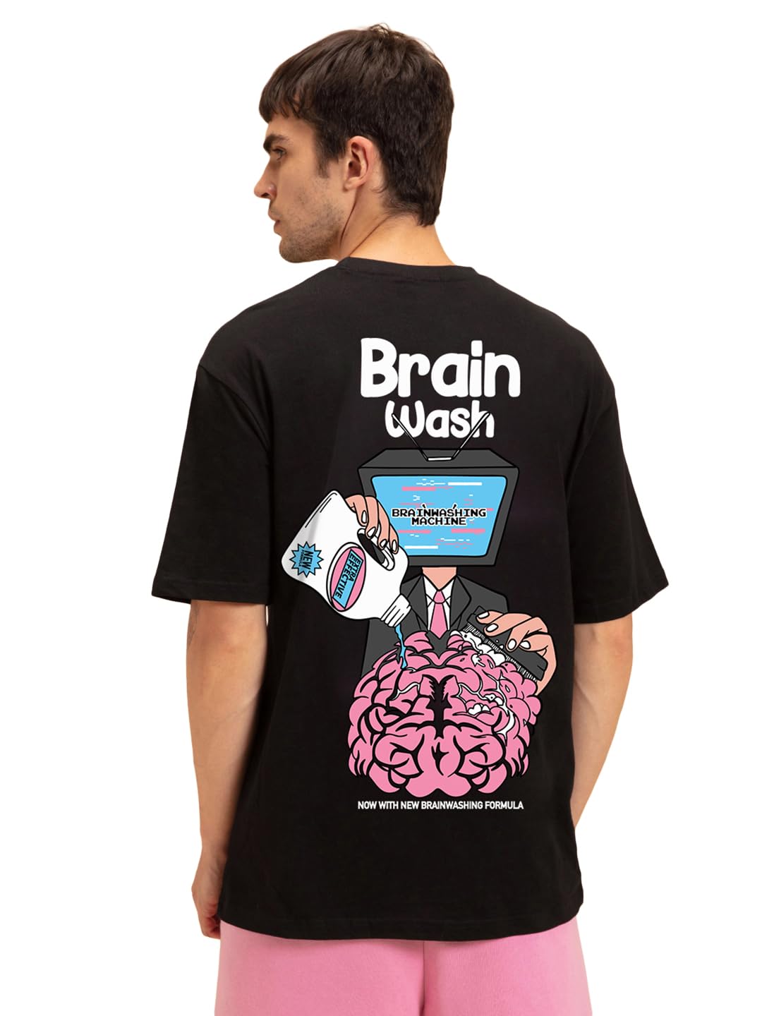 Bewakoof Men's Graphic Printed 100% Cotton T-Shirt - Oversized Fit, Round Neck, Half Sleeves