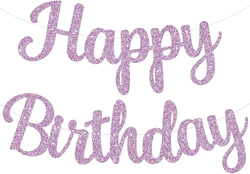 Miniatura 7 de BEISHIDA Cartel azul de feliz cumpleaños  No DIY, guirnalda de cumpleaños pre-encordada con purpurina para niños y adultos, decoración y decoración