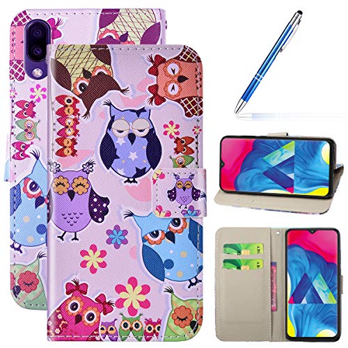 Robinsoni Case Compatible with Samsung Galaxy M20 Cover PU Leather Case Folio Flip Wallet Cover with Kickstand Hand Strap Card Slots Cartoon Magnetic Notebook Cover Wallet Case for Galaxy M20,Birds