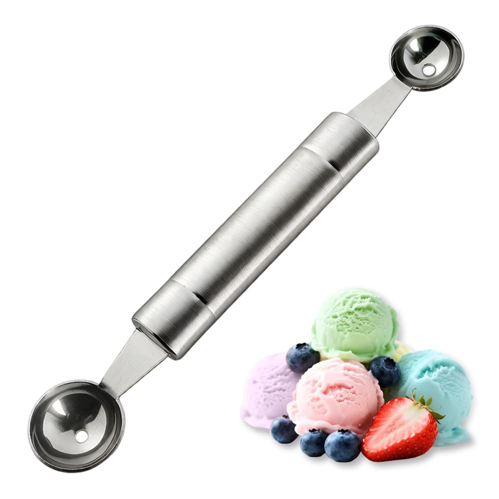 Cucchiaio Gelato a Doppia Testa per Palline e Frutta, Professionale