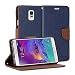 Galaxy Note 4 Case, GMYLE PU Leather Wallet Case Cover with Stand Feature and Credit Card ID Holders for Samsung Galaxy Note 4 IV N910 - Navy Blue & Brown