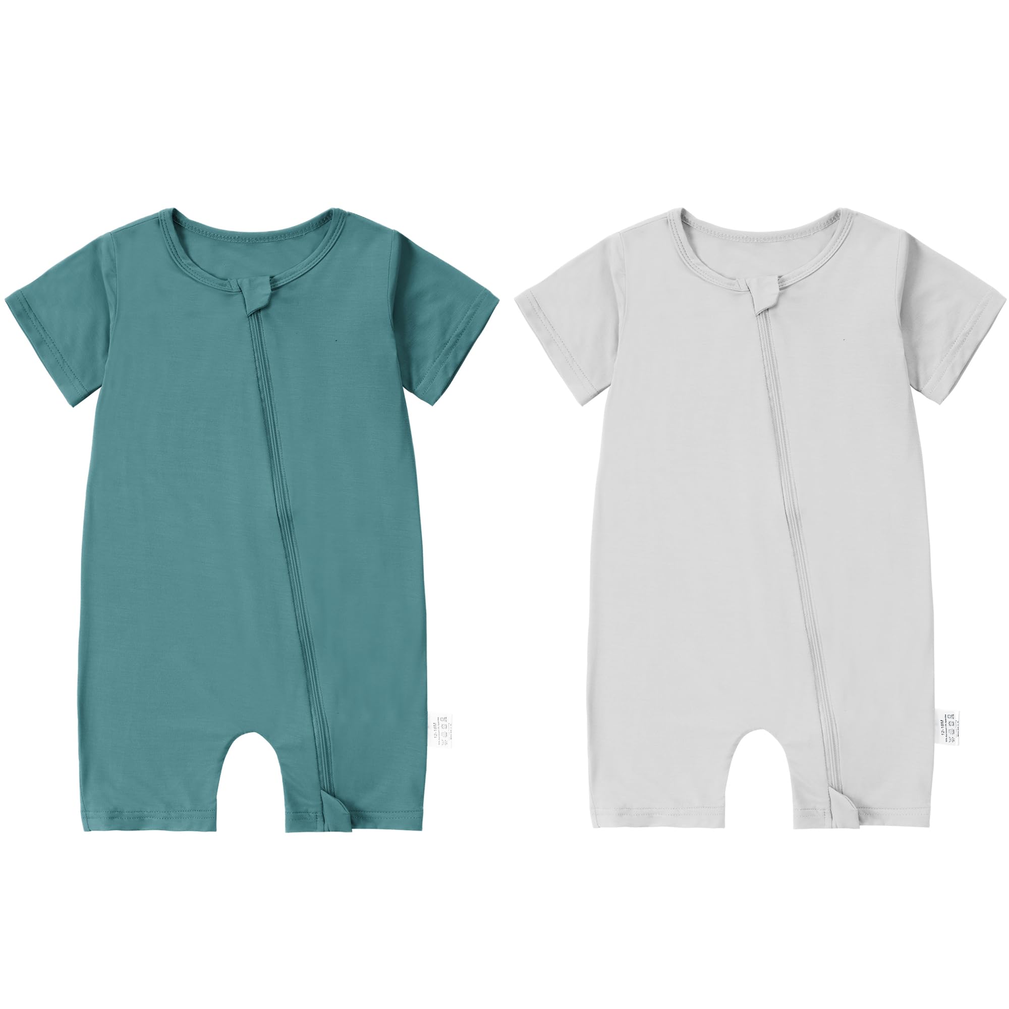 Tutina Unisex per Neonati e Bambini in Fibra di bambù con Maniche Corte Primavera Estate Body per 0-24 Mesi Confezione da 2 Pezzi