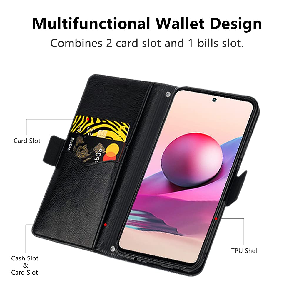 Custodia Portafoglio Per Xiaomi Redmi Note 10/10S - Pelle PU, Slot Carte, Verde - Foto 8