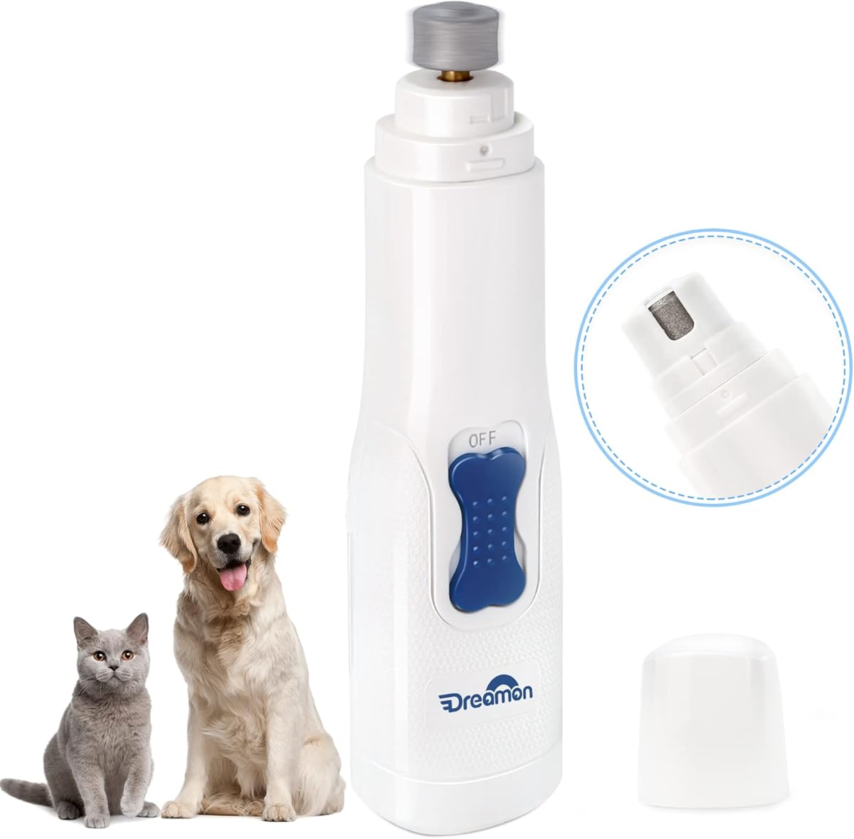 Dreamon Dog Electric Nail File Grinders, Pet Nail Trimmer Low Noise, Long Working Time, for Small Medium Large Breed Dog and Cat