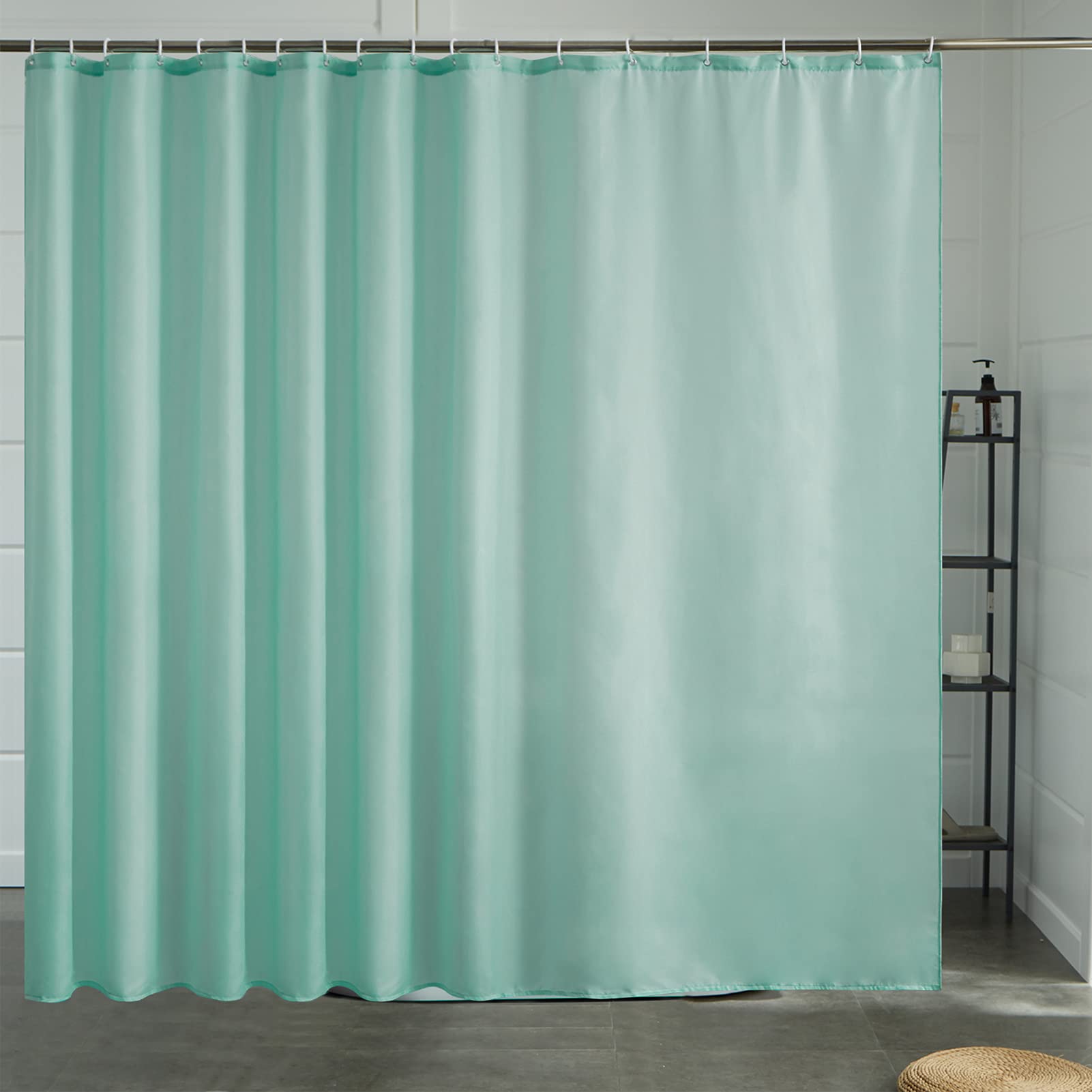 Cortinas Baño Blanca Antimoho Antibacteriano Impermeable Poliester Tela Lisa Lavable, con 12 Ganchos Plásticos, 180x200 Cortina. — view 41
