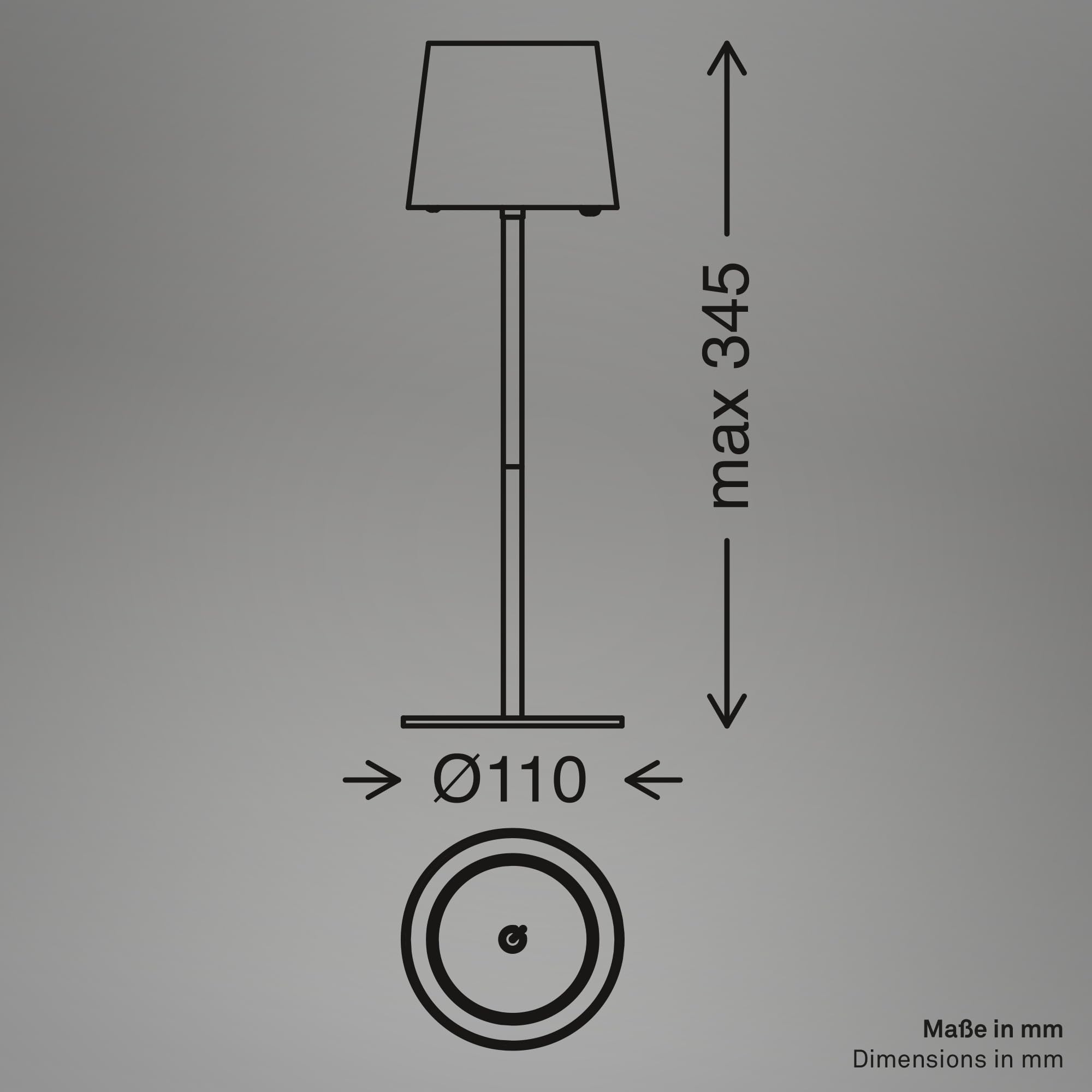 BRILONER - Lámpara mesa LED IP44 inalámbrica, táctil, regulable, batería y luz intercambiables, lectura, noche, camping, lámpara exterior, 11x33 cm, beige