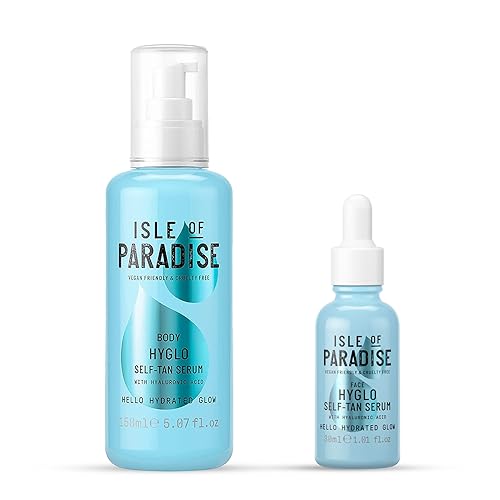 Isle of Paradise Hyglo - Paquete de suero bronceador - Ligero - vegano y libre de crueldad - Suero hidratante sin sol para cara y cuerpo - Suero