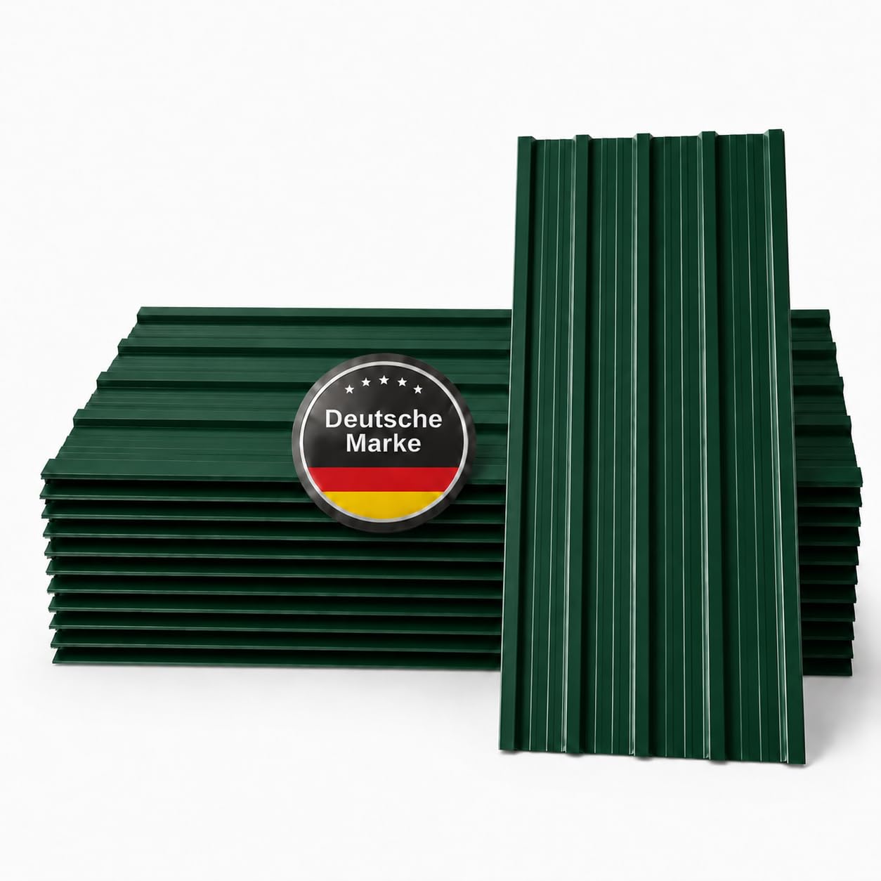 Chapa trapezoidal para tejado, juego de 12 unidades, color verde RAL 6005, 1090 x 445 mm, galvanizado, chapa perfilada para cobertizos de jardín, cobertizos y cobertizos