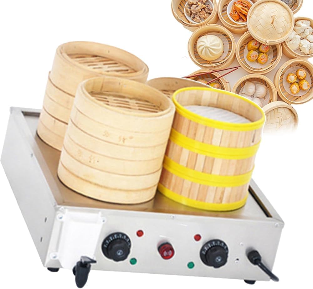 Commercial Electric Food Steamer – 4-Hole Buns/Bread Steamer with 30-110℃ Temperature Control | Bun Warmer