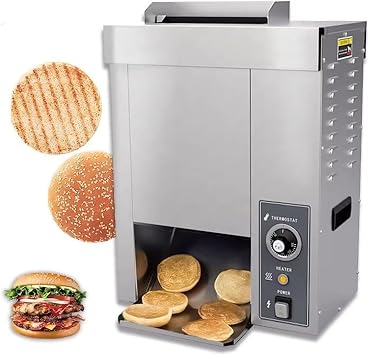 Commercial Burger Buns Toaster, Silver Electric Vertical Burger Bread Baking Machine, 2000W Hamburger Baking Machine, Rust-Resistant Aluminum Heating Plates,for Burger Bars Cafeterias