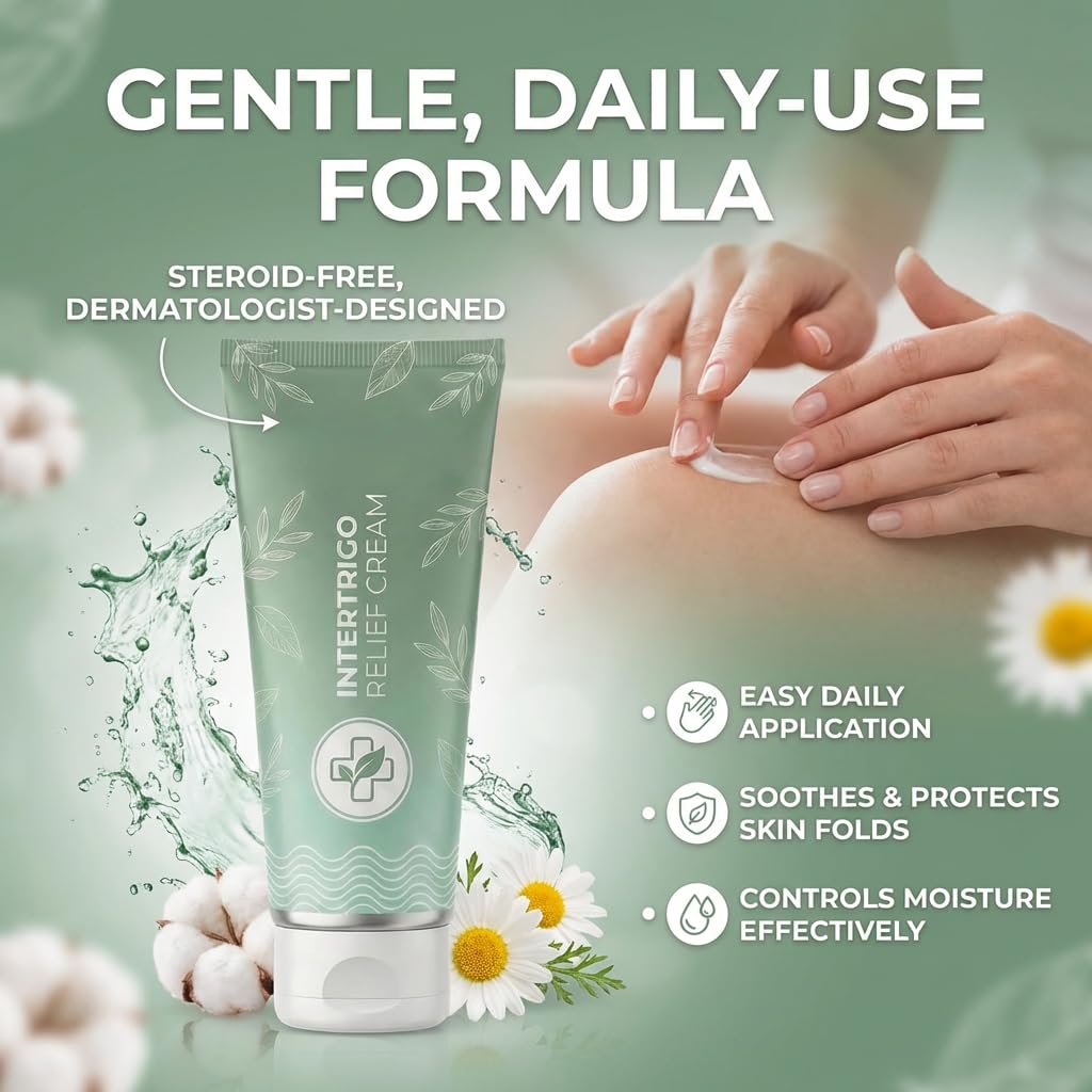 Intertrigo Relief Cream, Skin Fold Care, Moisture Control & Friction Barrier, Fast Absorbing Non Greasy Formula for Inner Thigh Underarm Under Breast Care, Irritation Moisture Control (2)