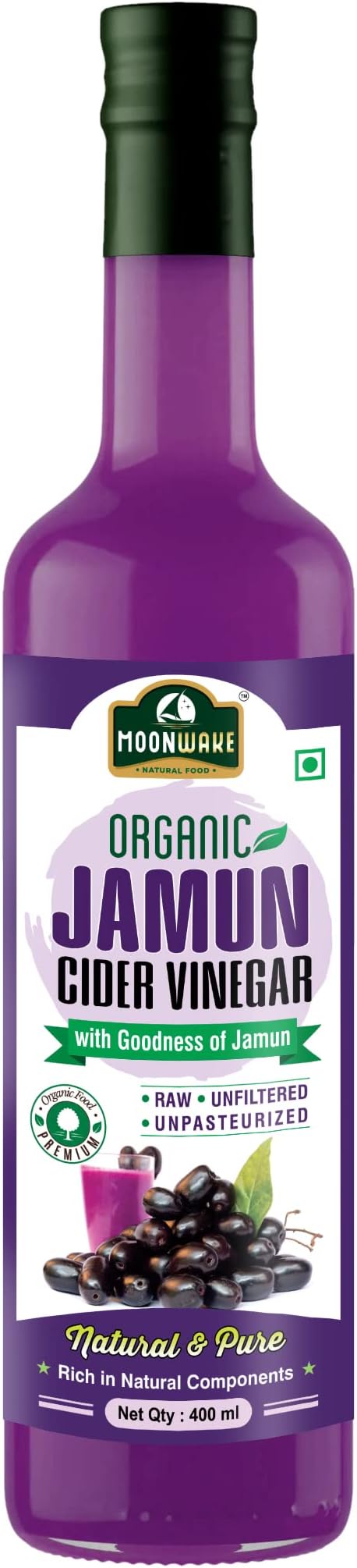 MOONWAKE Organic JAMUN Cidar Vinegar | Jamun Ka Sirka 100% Natural -400ml