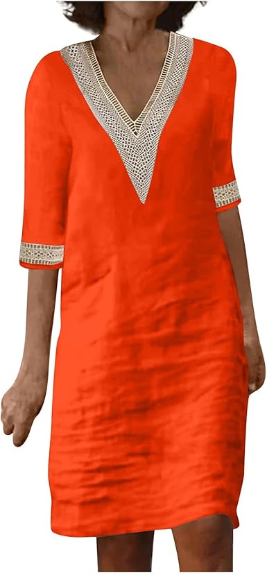 OIOLOYJM Plus Size Summer Dresses for Women 2025 Plus Size Dresses for Curvy Women 3/4 Sleeve Casual Boho Kaftan Dresses