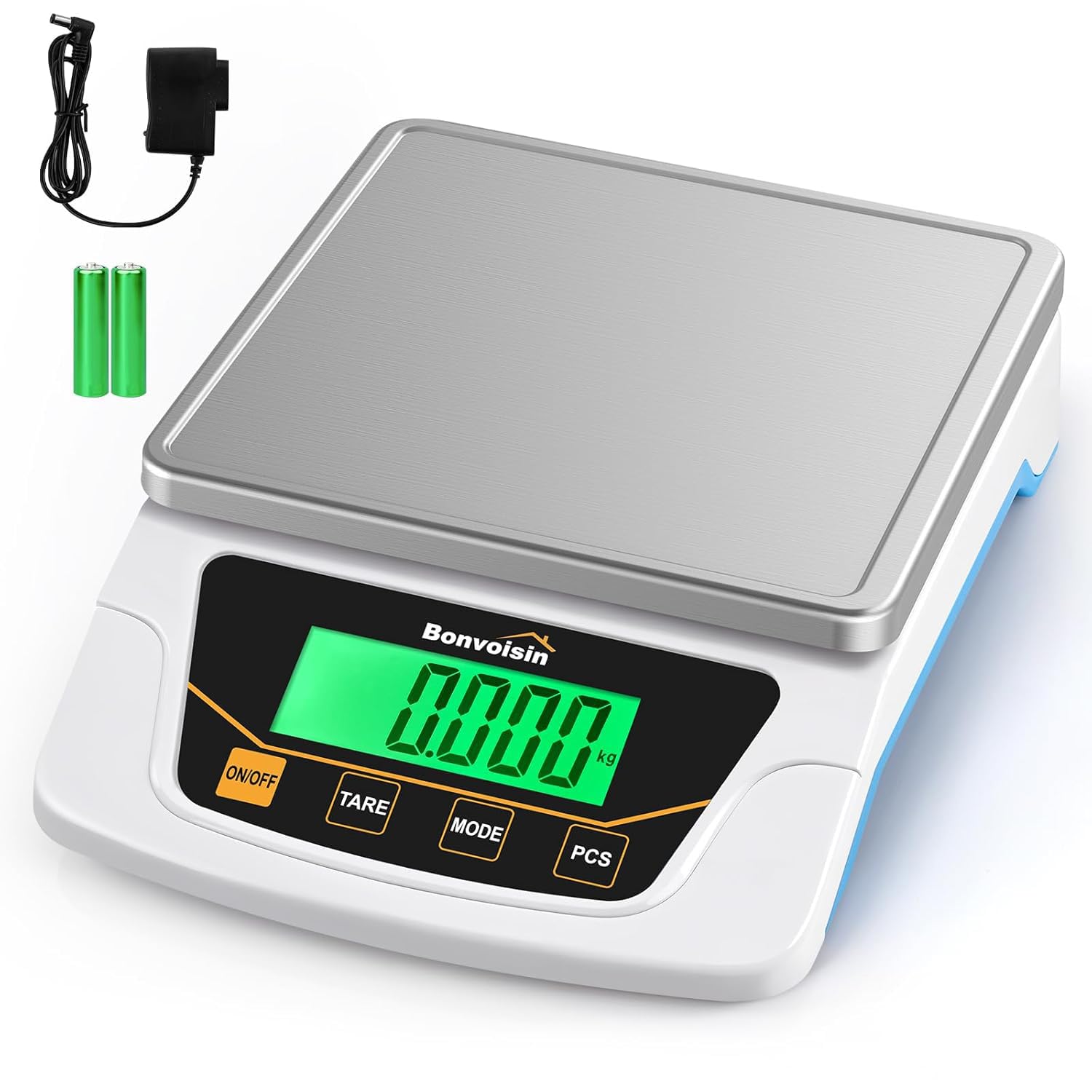 Bonvoisin Präzisionswaage 6000g x 0,1g, Digitale Laborwaage mit 6 Einheitenumrechnungen, Zähl- & Tara-Funktion, Edelstahl-Wägeplatte, Dualer Betrieb & Auto-Off, für Labor, Juweliere, Bildung