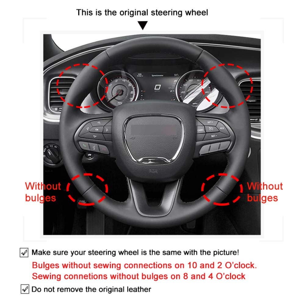 Housse De Volant Pour Dodge Challenger 2015-2021 - Couverture Noir Doux, Couture Main Fil Rouge - Anti-Dérapant