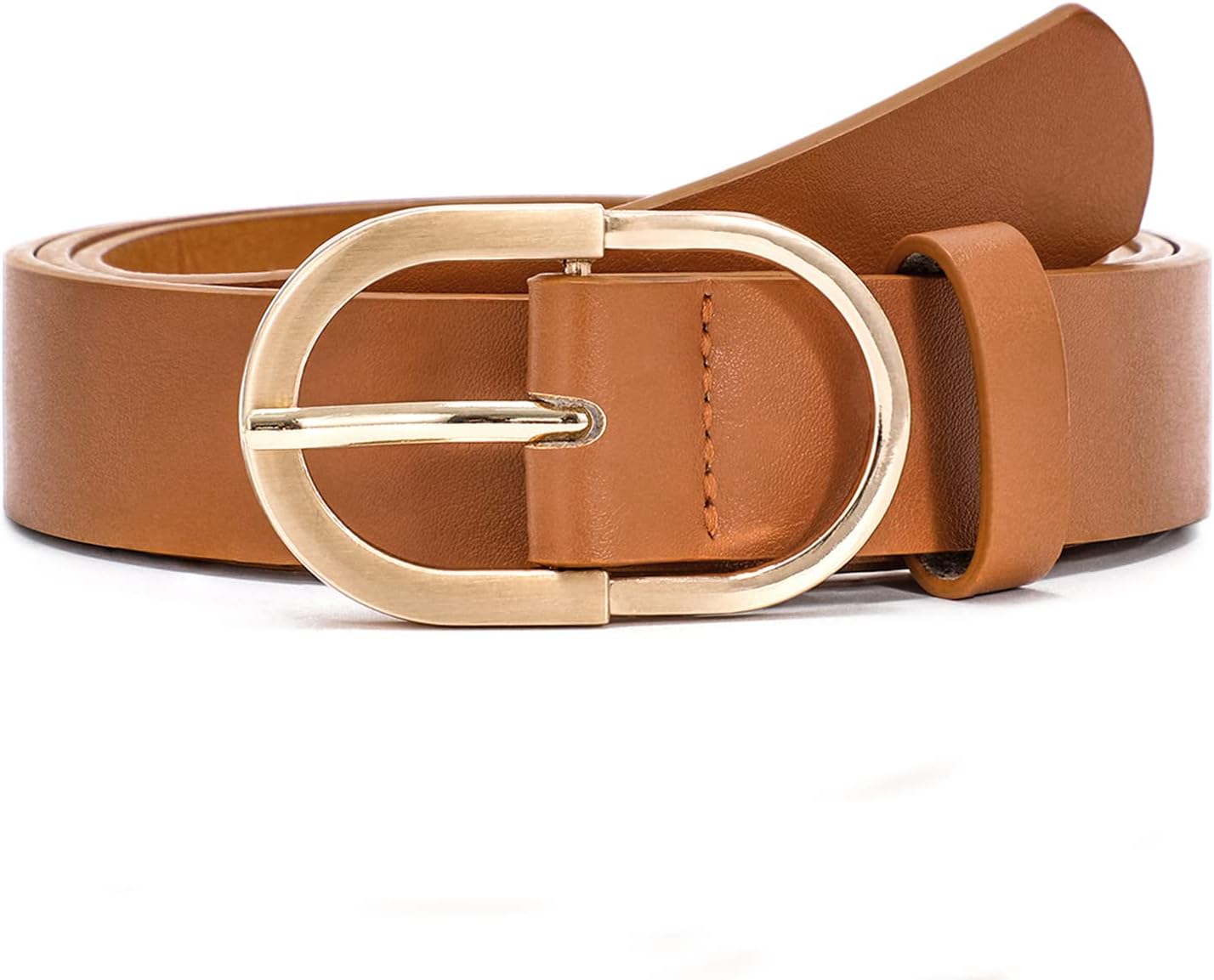 Ceinture Cuir Femme Lot 2 Ceintures Cuir Femme - Style Casual Boucle Ronde Dorée Accessoire Mode Tendance