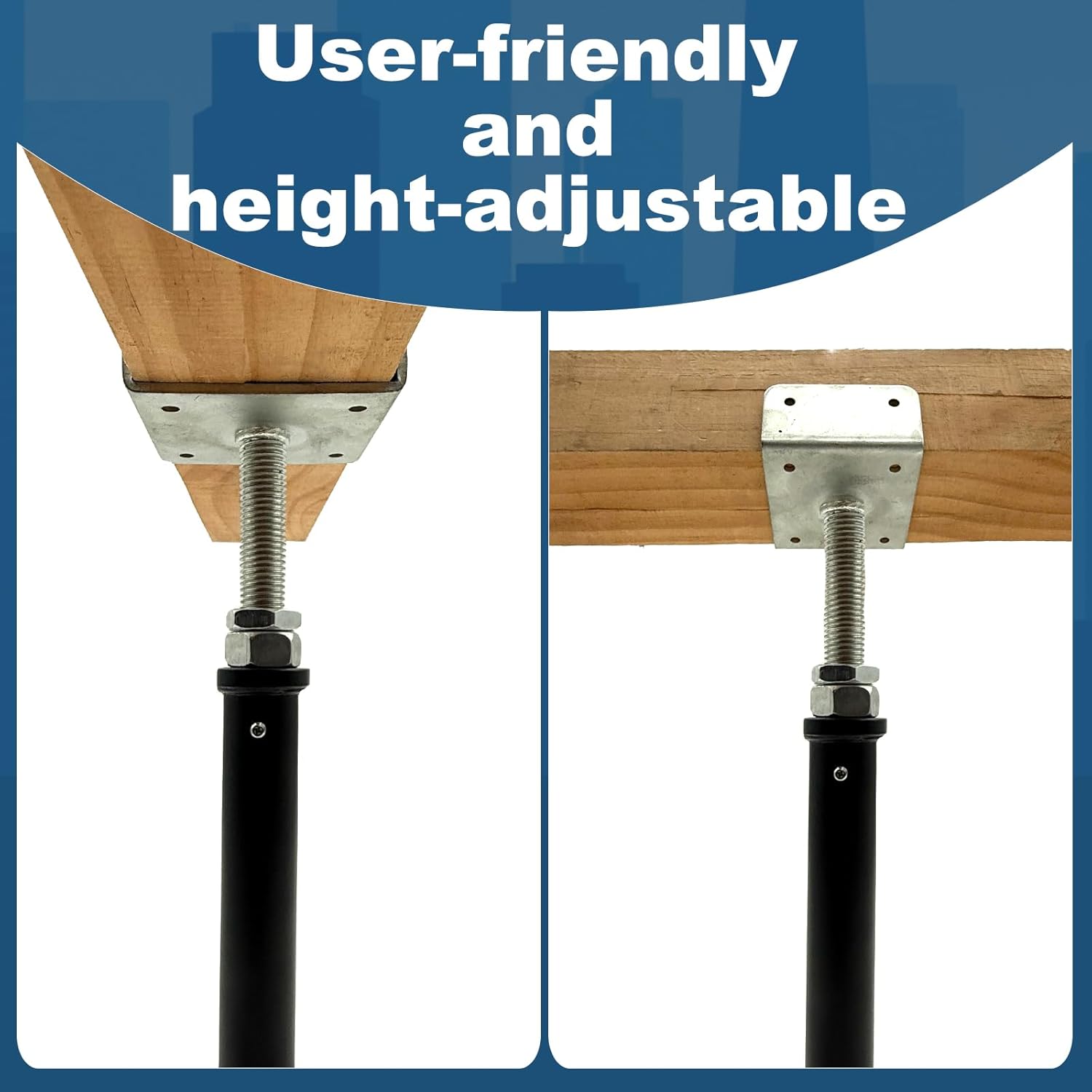 2 Pack U-Shaped Floor Jack - Adjustable Steel Beam Support for 4x2, 4x4, 4x6 Joists Heavy Duty Screw Jack with U-Head Telepost & House Jack.6-8.5 Inch Adjustment Range.