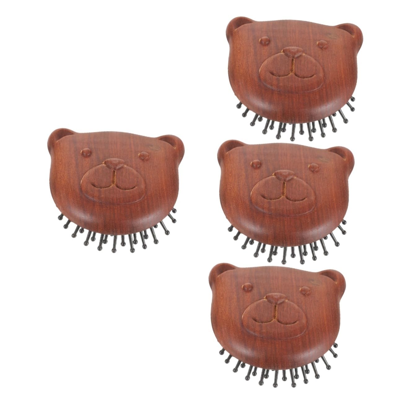 Healvian 4piezas Cepillo De Masaje Cabelludo Diseño De Peine De Madera Para Lavado De Cabello Para Personal y Salones De Estimula El Crecimiento Del Cabello