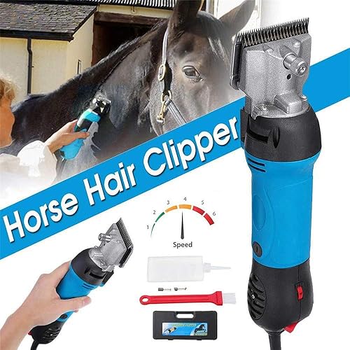 Miniatura 6 de TEmkin Tijeras eléctricas profesionales de pelo de caballo de alta resistencia, 690 W y 6 velocidades ajustables de baja vibración, tijeras equinas