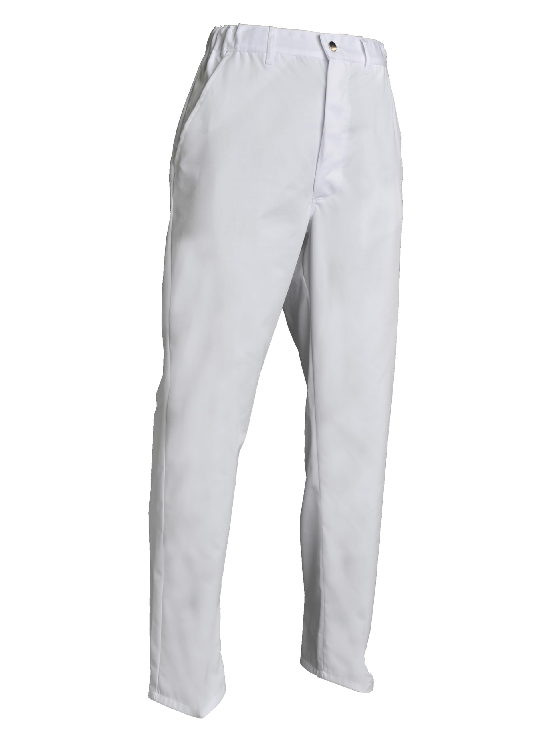 SNV Pantalon Cuisinier Blanc Coupe Droite Homme Cuisine Professionnelle Entretien Facile Polycoton